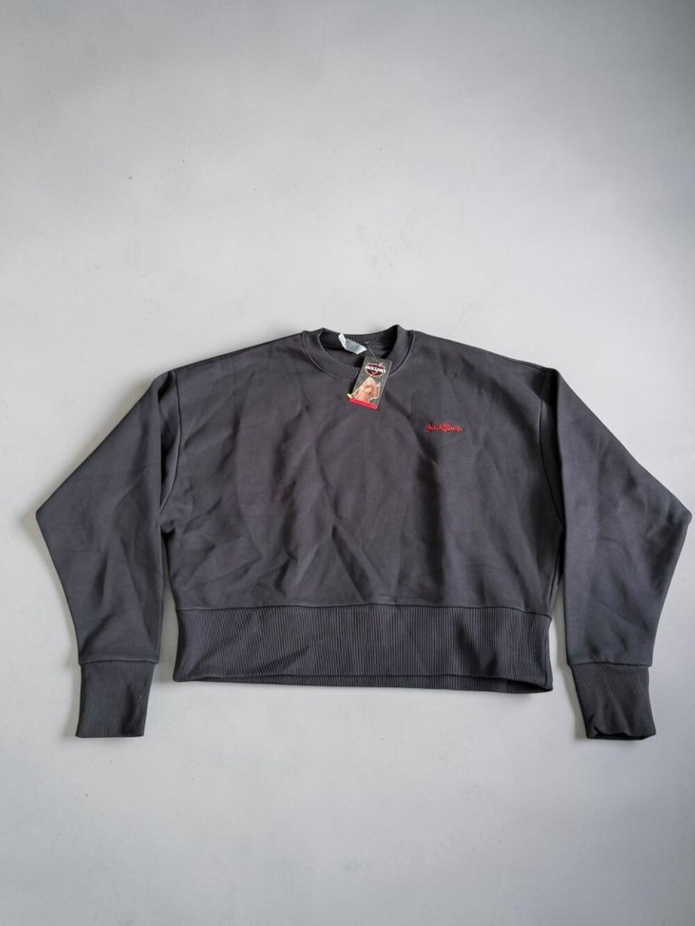 JACK LINKS Logo Gray Cropped Oversized Sweatshirt Size Medium NEW NWT
